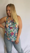 Garden Party Green Floral Halter Tank