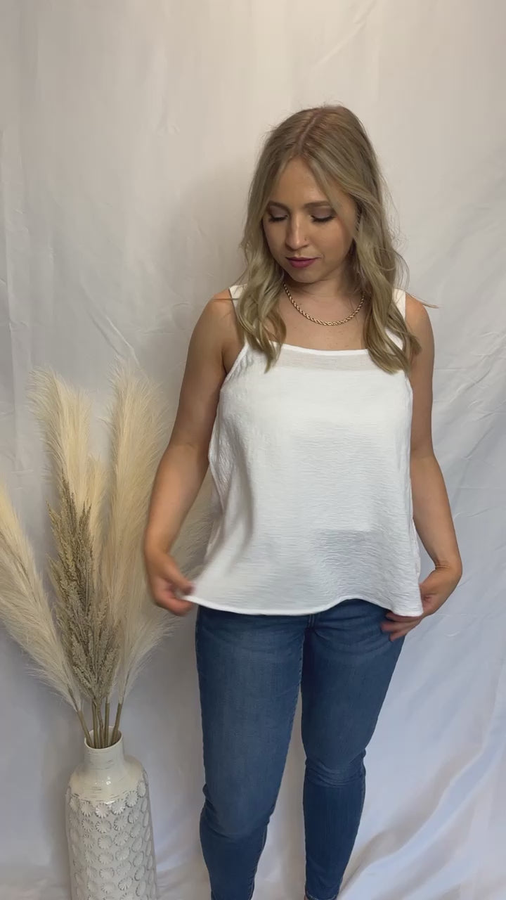 Simply Charmed White Flowy Tank