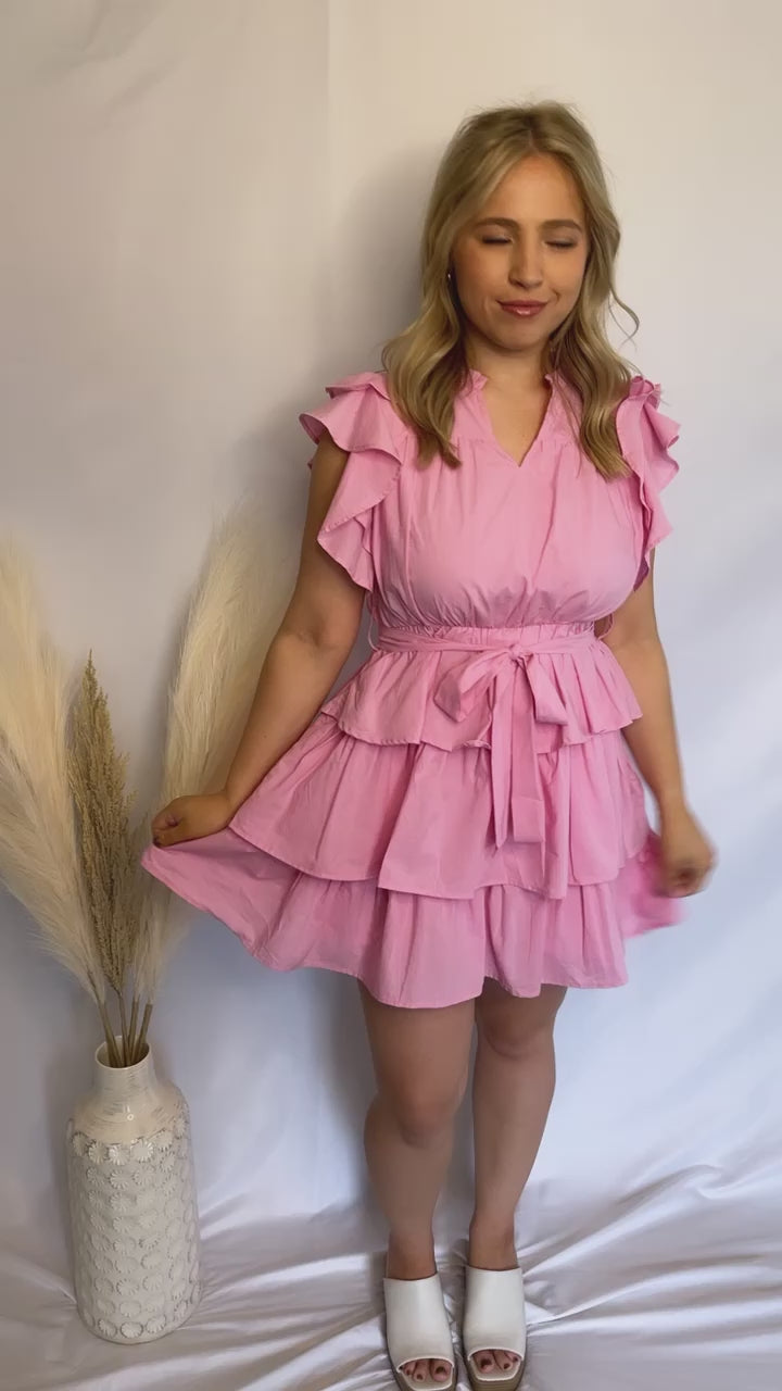 Cutest In The Room Pink Ruffle Mini Dress