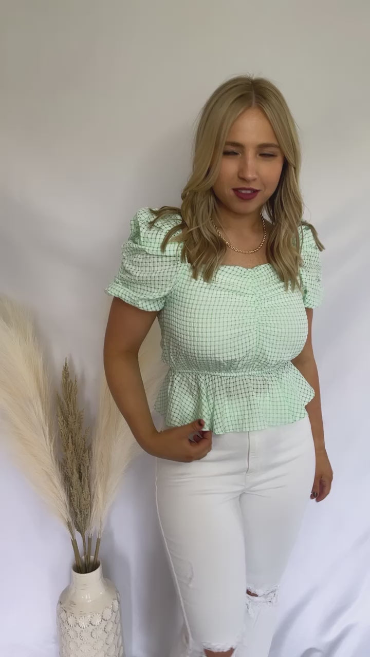 Sunny Days Green Peplum Top