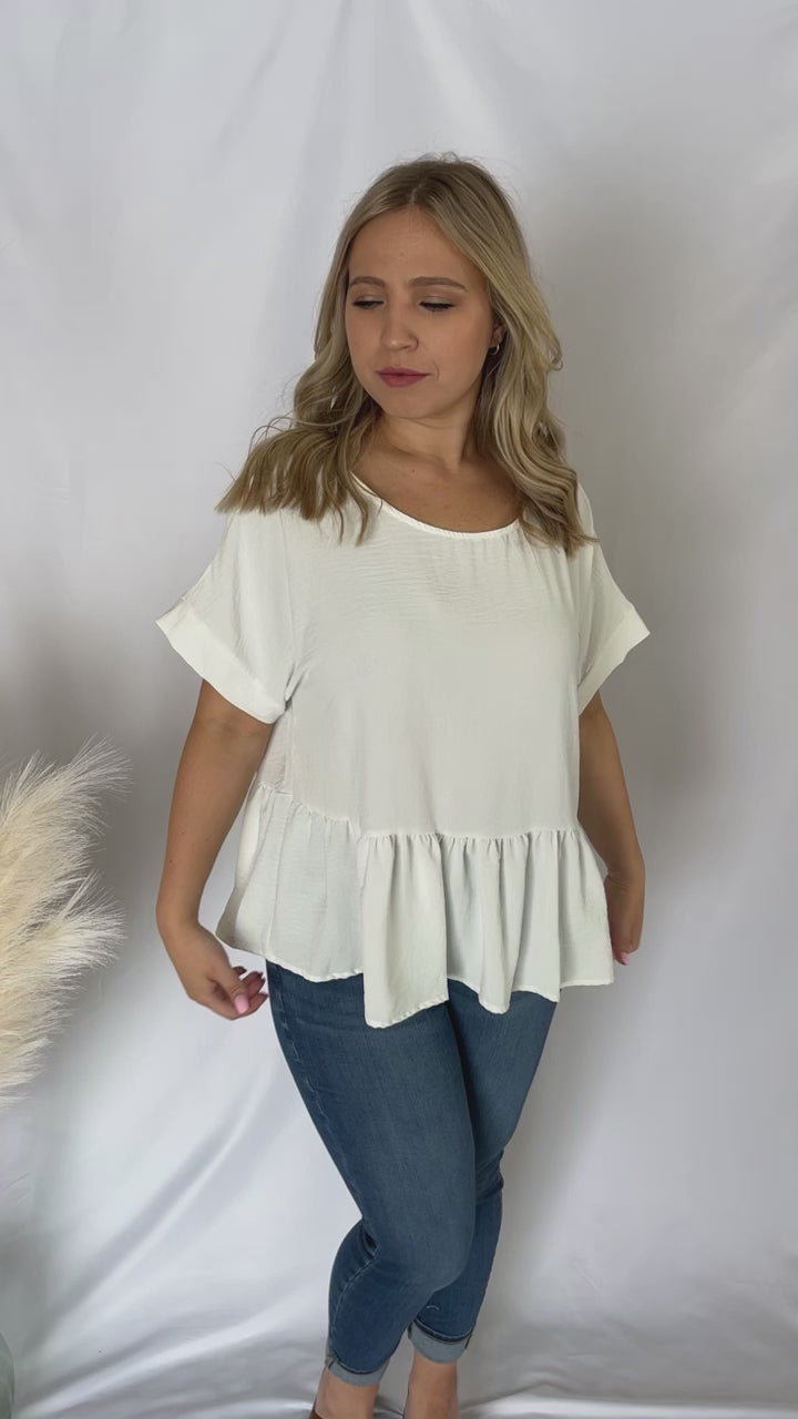 Kenzie White Babydoll Top