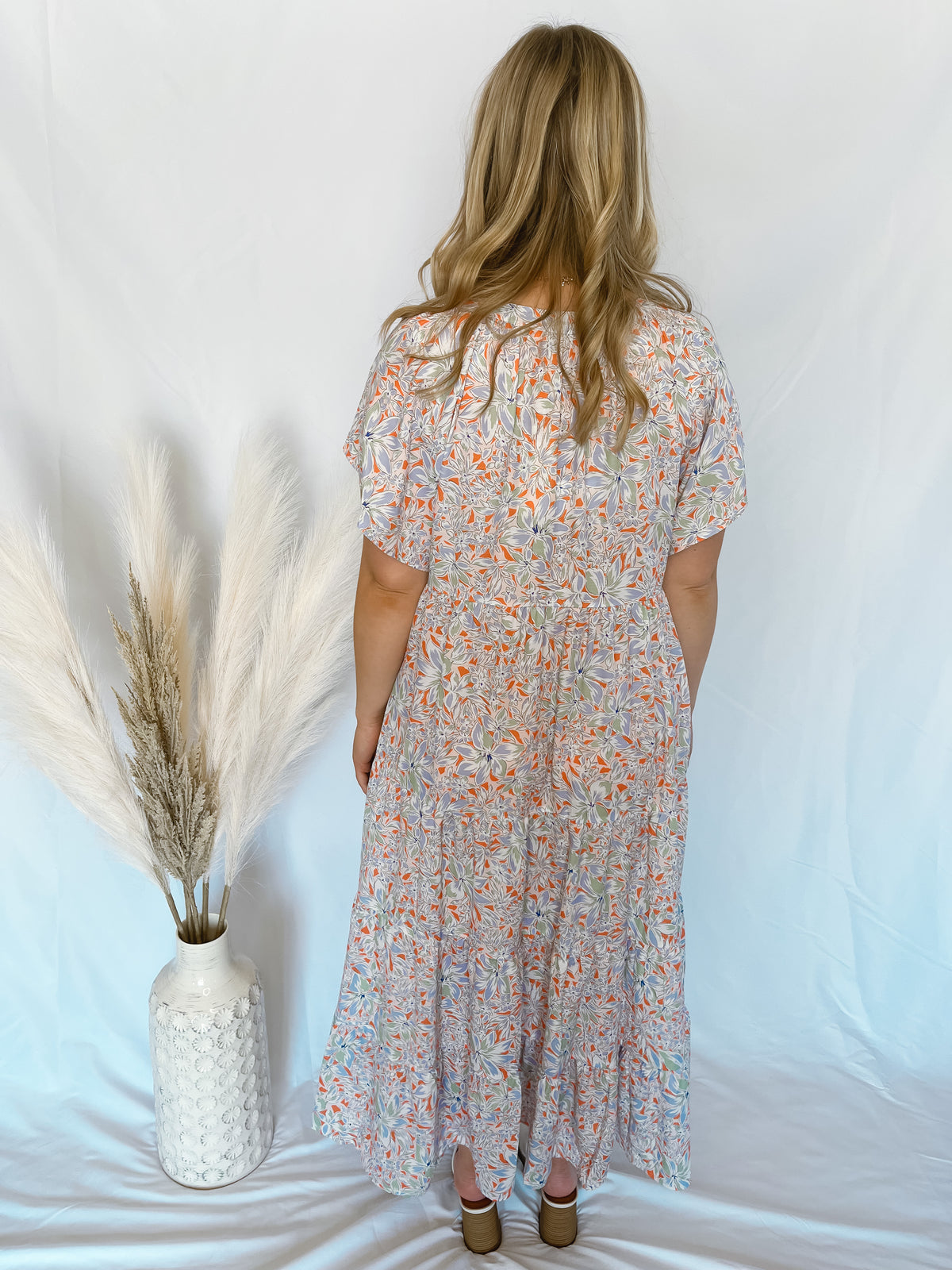 One Of A Kind Multi Floral Tiered Maxi Dress