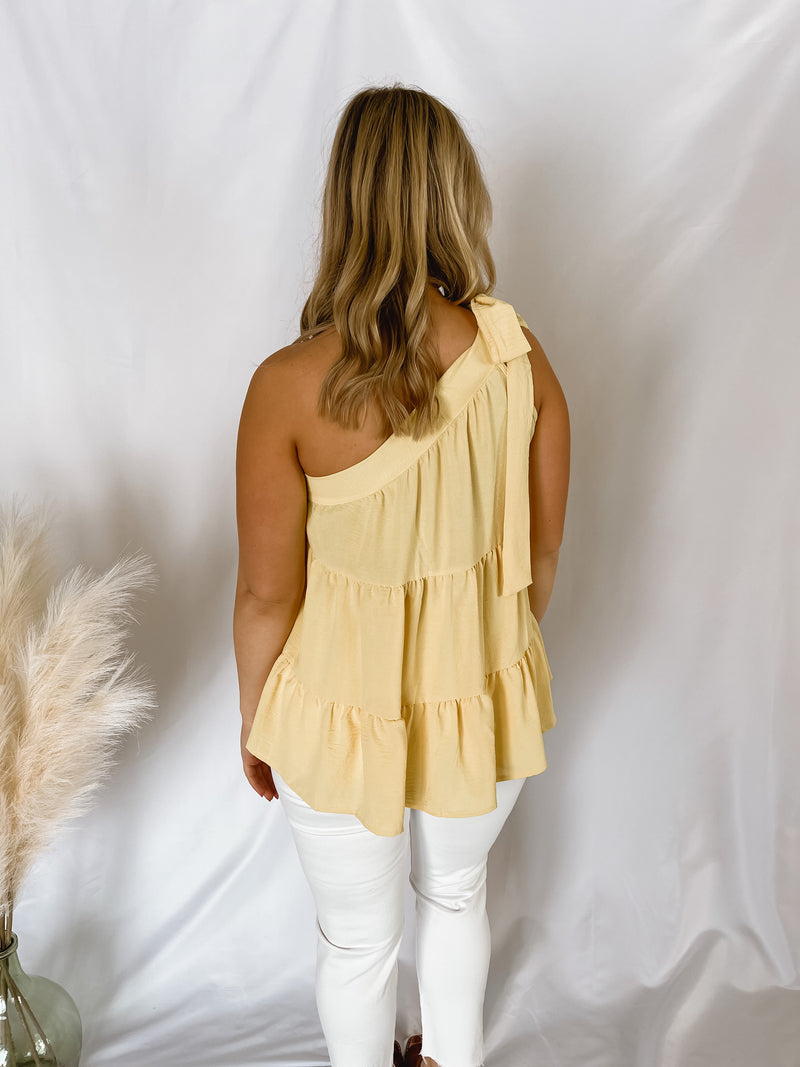 Fun In The Sun Yellow One Shoulder Top