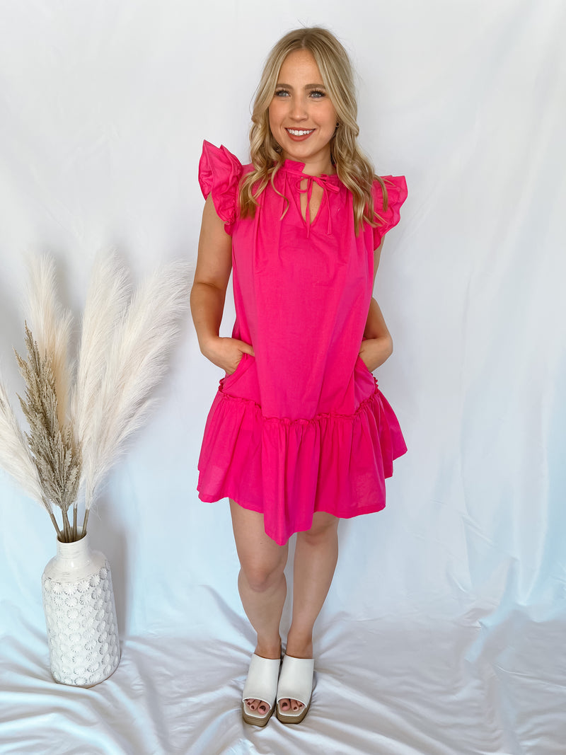 Vibrant Smiles Pink Ruffle Mini Dress