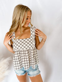 Endless Ideas Gingham Peplum Top